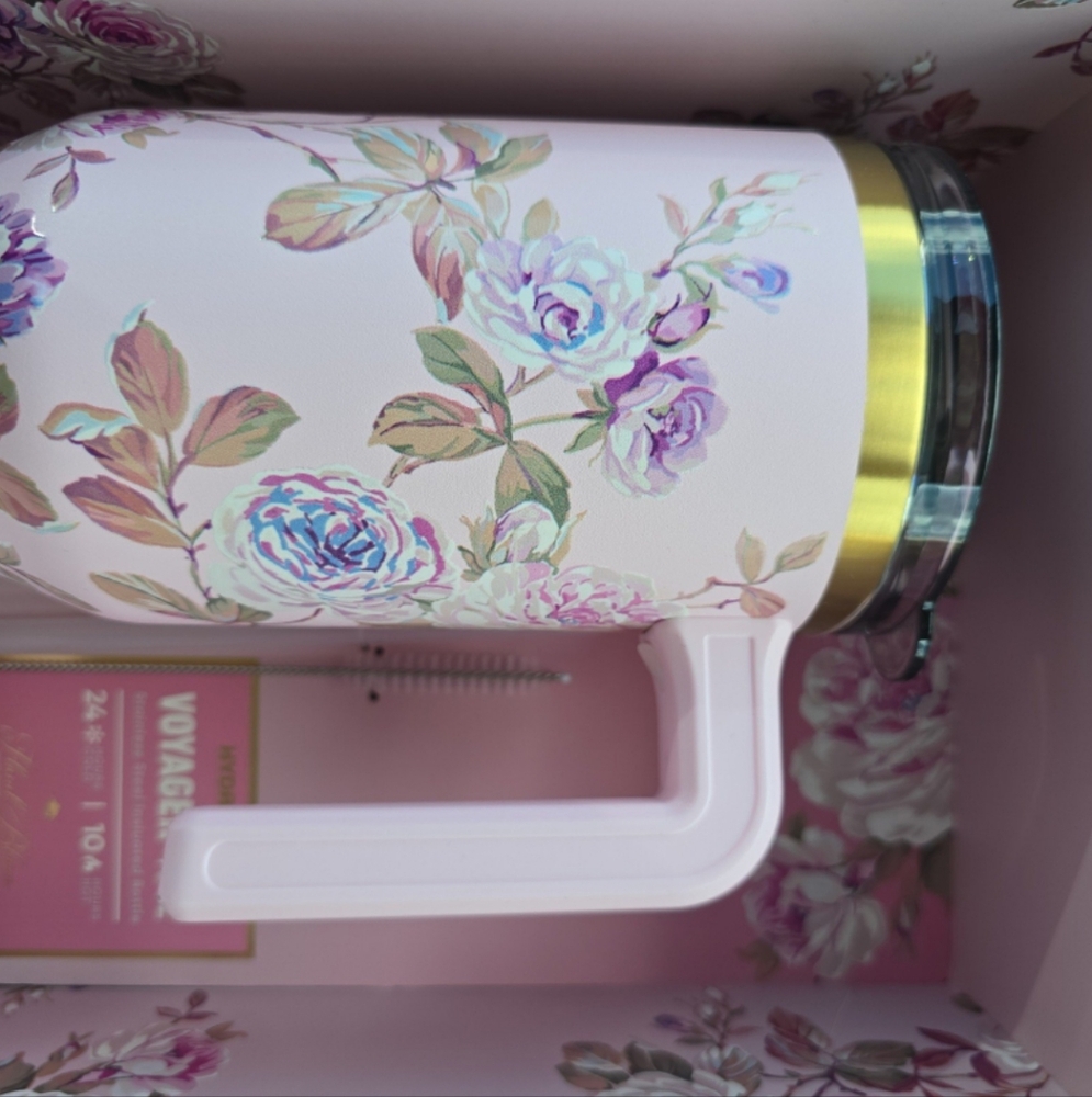 Floral Insulated Tumbler with Handle